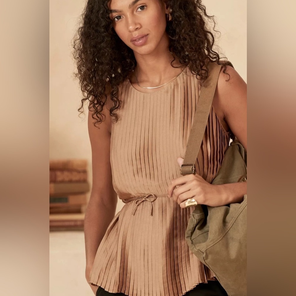 Banana Republic Tan Pleated Blouse